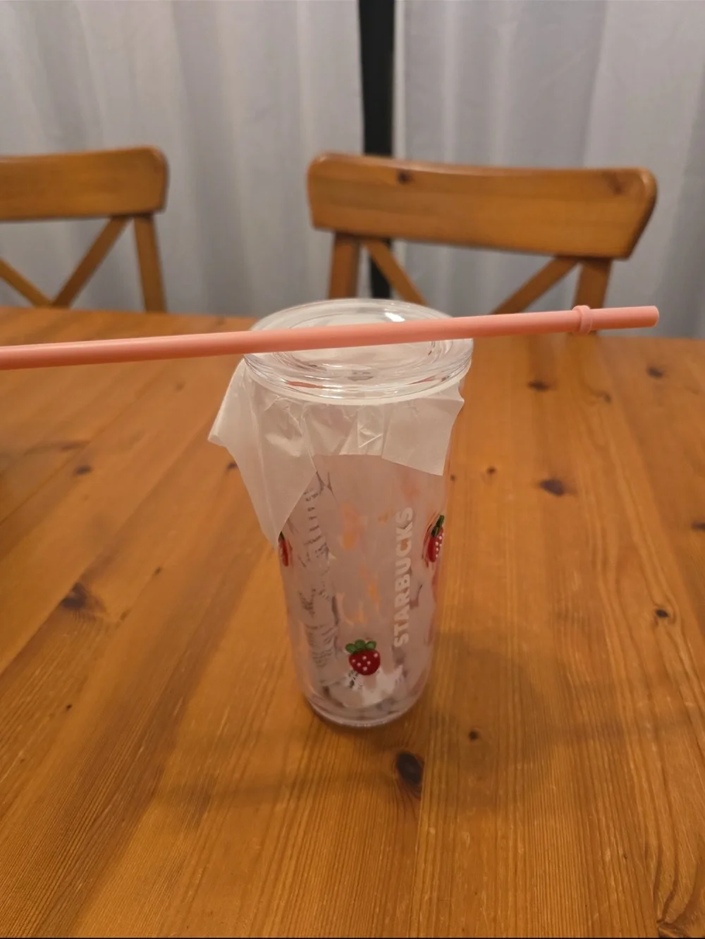 Starbucks Clear Strawberry Tumbler with Pink Straw